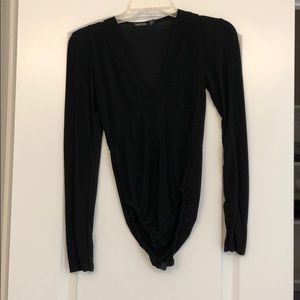 Black deep v neck bodysuit